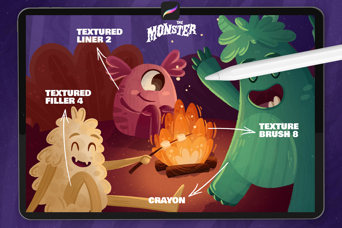 The Monster: Procreate Brushes, a Brush Add-On by Leonard Posavec (Photo 7 of 9)