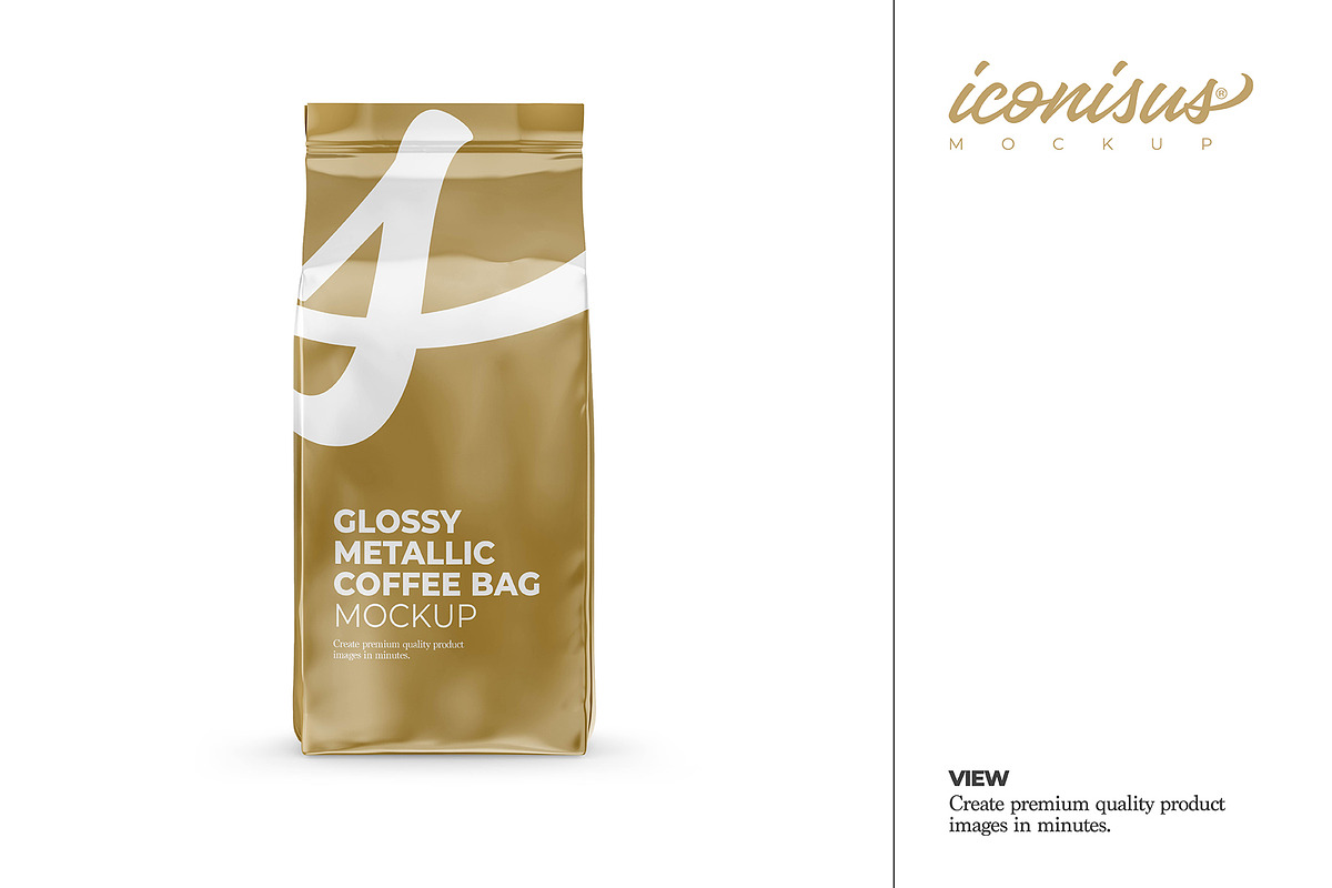 Glossy Metallic Coffee Bag Template, a Cups & Container Mockup by iconisusmockup (Photo 3 of 3)