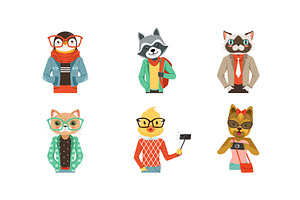 People with Animal Heads Vector Set, an Animal Illustration by TopVectors