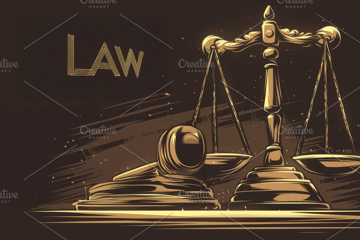 Golden scales of justice and gavel symbolizing law and fairness, an Illustration by AS photostudio