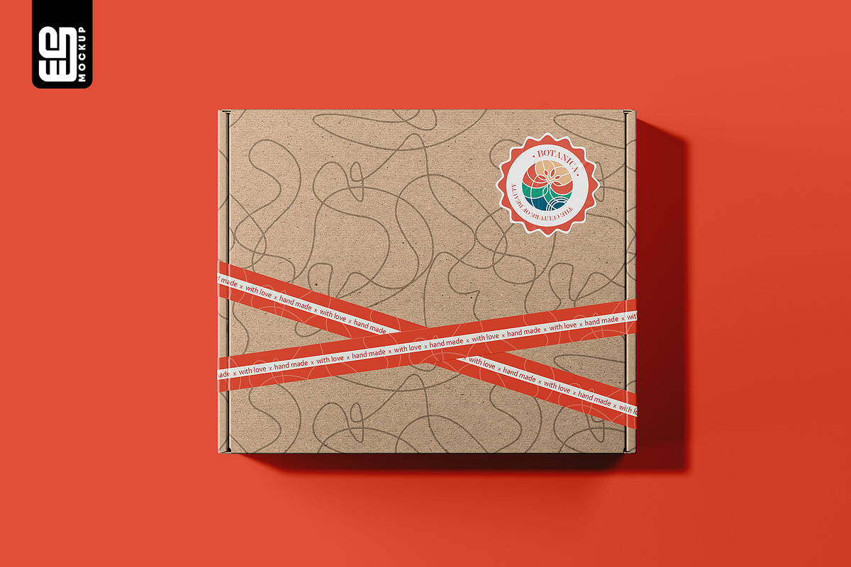 Box with Set of Stickers Mockup, a Packaging Mockup by SD Mockup