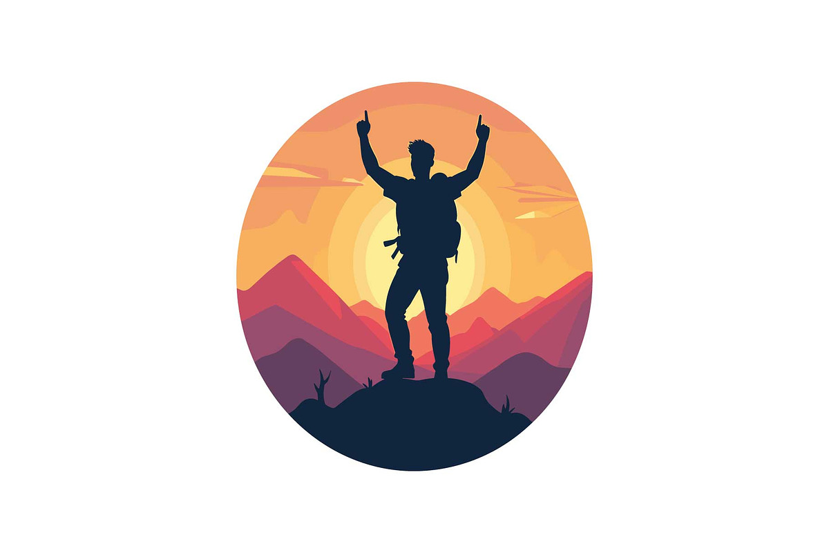 Sunset Hiking Silhouette  Bundle, an Object Graphic by yasushie (Photo 8 of 16)