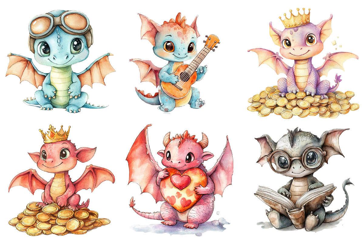 Colorful Baby Dragon PNG, an Illustration by SinaCreation (Photo 4 of 5)