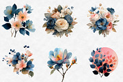 Watercolor Blush and Blue Leaves Flo, an Illustration by Designworld (Thumbnail 5 of 6)