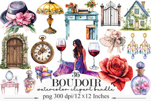 Watercolor Boudoir Clipart, an Illustration by Designking