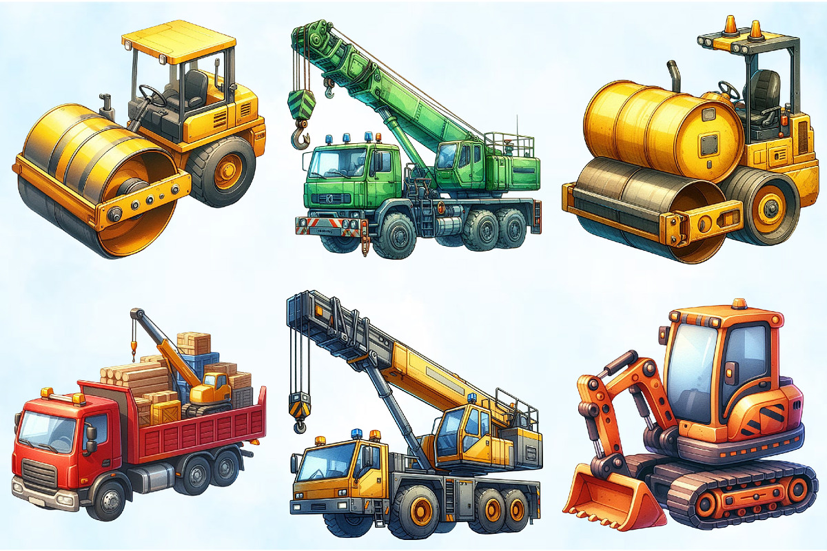 Construction Trucks Clipart Bundle, an Illustration by Craft Nest (Photo 5 of 6)