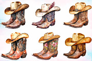 Cowboy Hat and Boots Clipart Bundle, a Seasonal Illustration by Canvas Craft (Thumbnail 2 of 3)