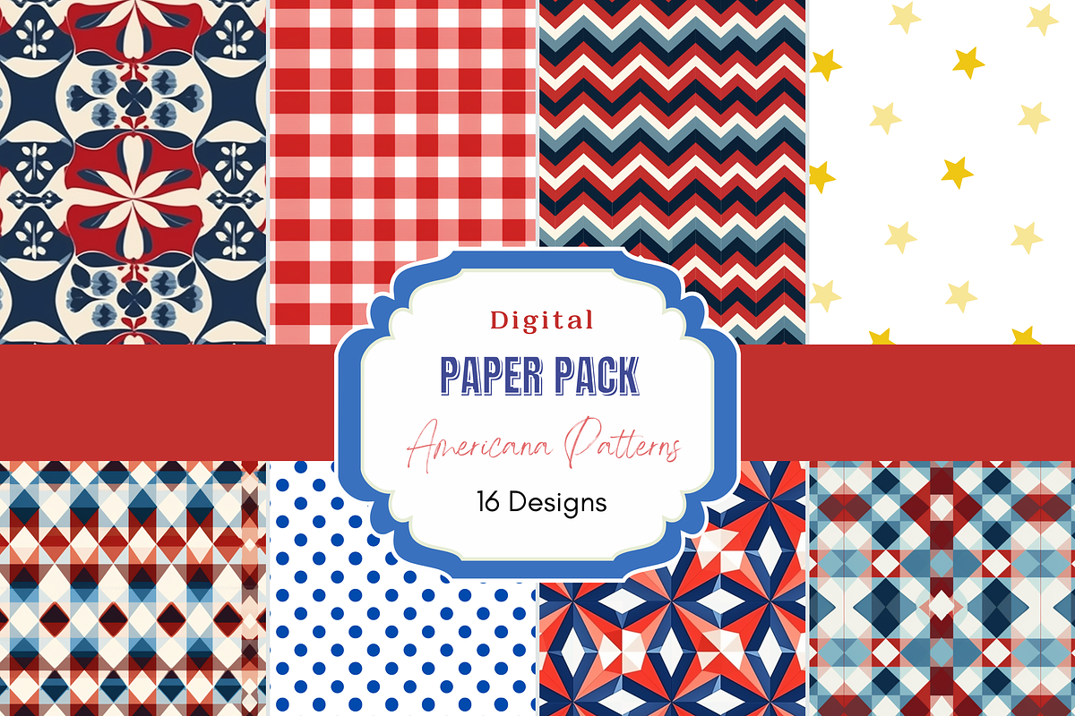 Americana Stars and Stripes Pattern, a Pattern Graphic by Paper & Pattern Studio (Photo 1 of 9)