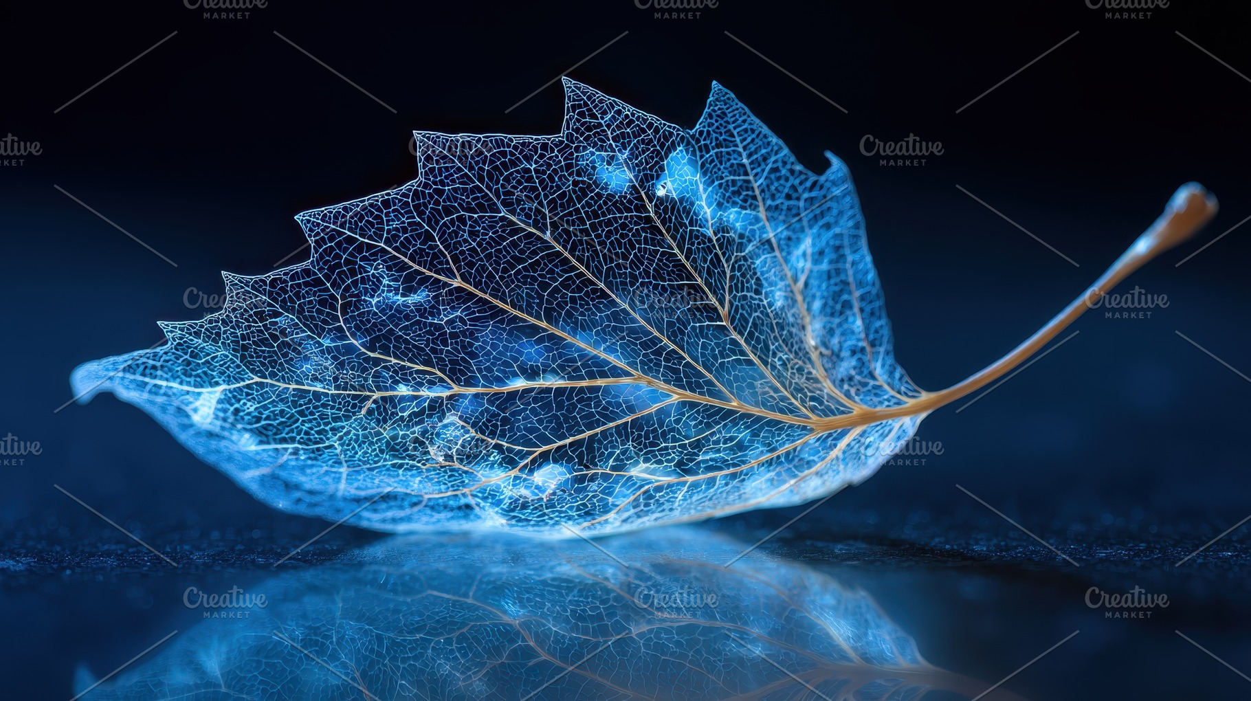 Blue Skeleton Leaf Nature Macro Phot, a Photo by Pixeness Studio