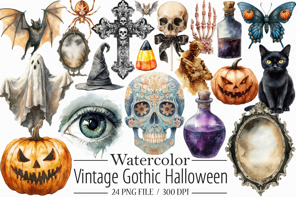 Vintage Gothic Halloween Elements, a Graphic by Libby Wishes (Photo 1 of 5)