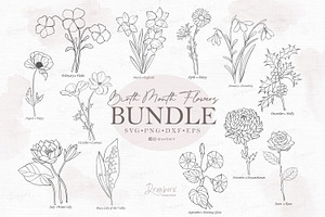 Birth Month Flowers Svg Bundle 189