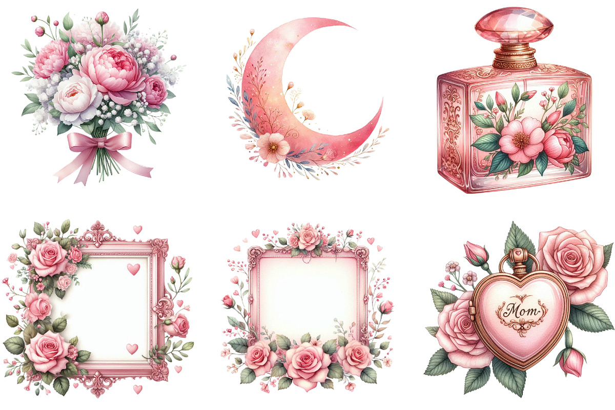 Pink Mother's Day Clipart, an Illustration by DreamArtGraphic (Photo 3 of 4)