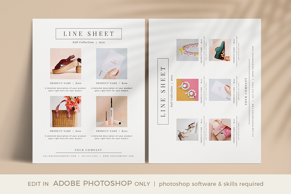 Line Sheet Template PHOTOSHOP, a Flyer Template by Digiluxe (Photo 1 of 4)