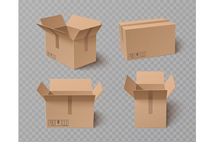 Cardboard box collection with open, an Object Illustration by art PVP - market