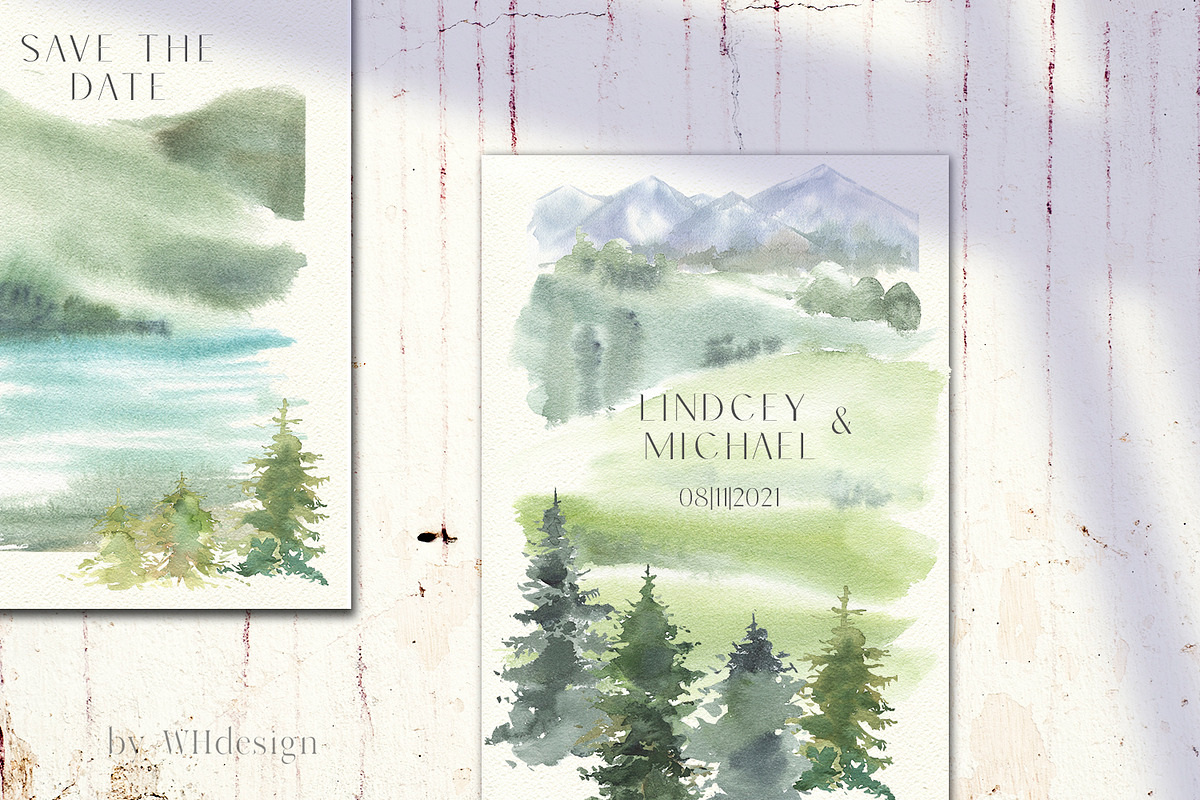 Trees & Mountains Watercolour, an Illustration by whiteheartdesign (Photo 5 of 6)