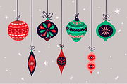 Vintage Christmas Balls Decorations, a Decorative Illustration by ms Julia Nova (Thumbnail 6 of 6)