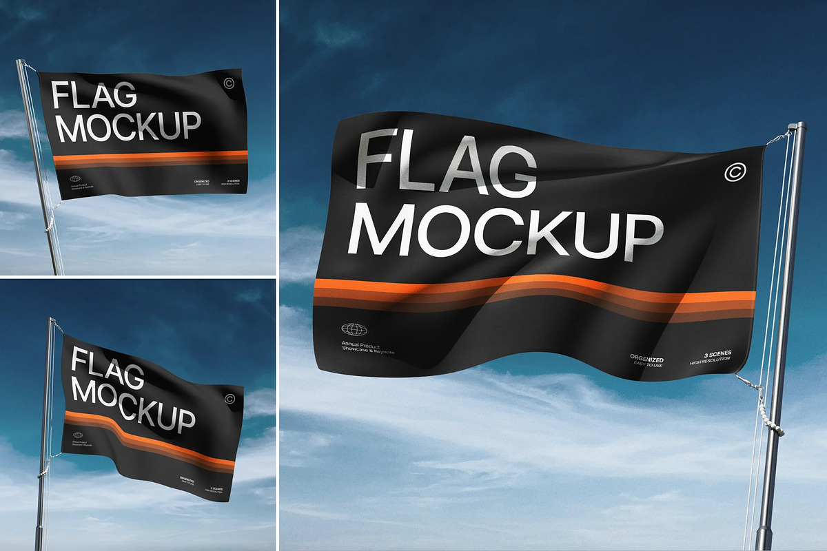 Outdoor Flag Mockup on Flagpole, an Advertising Mockup by Brand Earth (Photo 1 of 4)