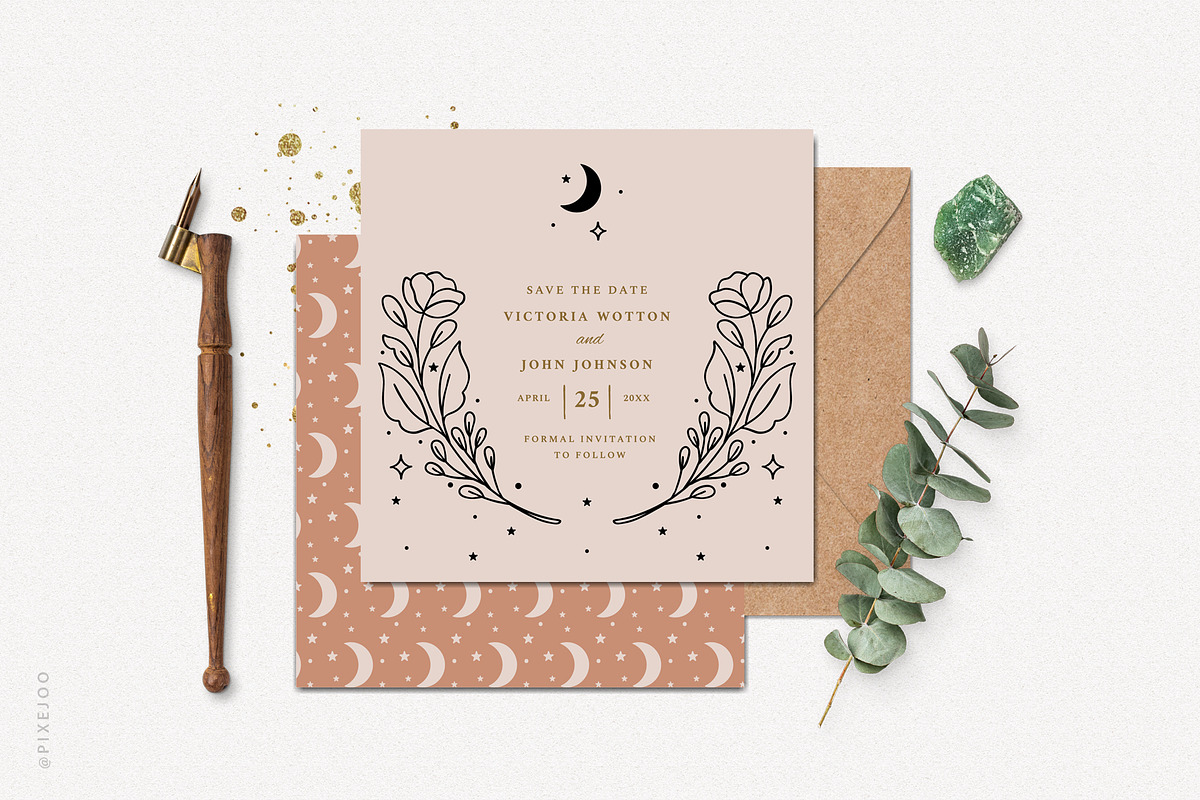 Rustic Boho Wedding Suite, a Stationery Template by Pixejoo (Photo 5 of 7)