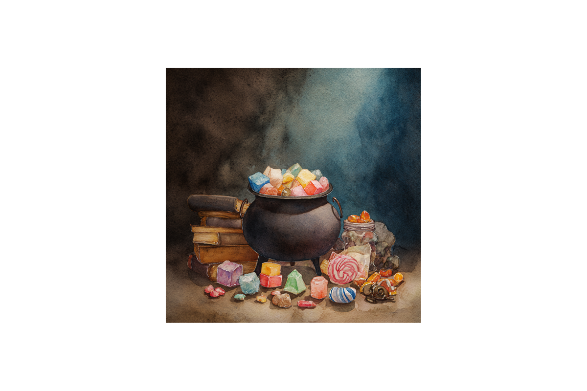 Candy and Cauldron Scene Background, a Background Graphic by PcuDesigns Illustrations (Photo 3 of 3)