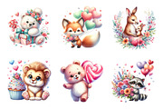 Cute Valentine Animal Clipart Bundle, an Illustration by SinaCreation (Thumbnail 3 of 11)