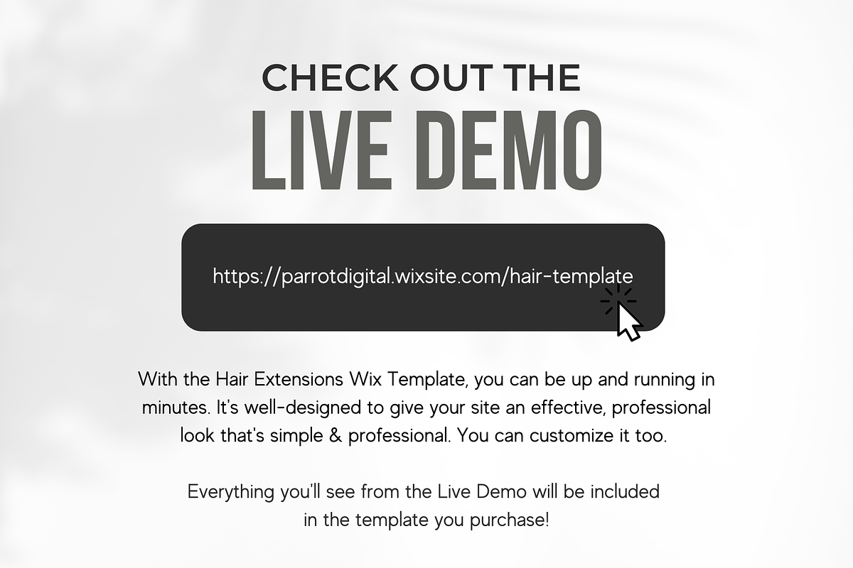 Hair Extensions Website for Wix, a Landing Page Template by Parrot Designs (Photo 3 of 4)