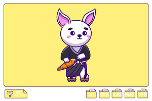 Cute Rabbit Wearing Kimono Cartoon, an Animal Illustration by Artstorystudio