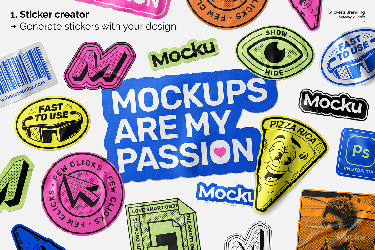 Sticker's Branding Mockup Bundle, a Packaging Mockup by Mocku (Photo 4 of 25)