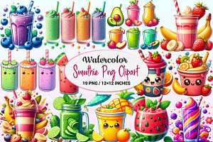 Smoothie Watercolor Clipart, a Graphic by CitraGraphics
