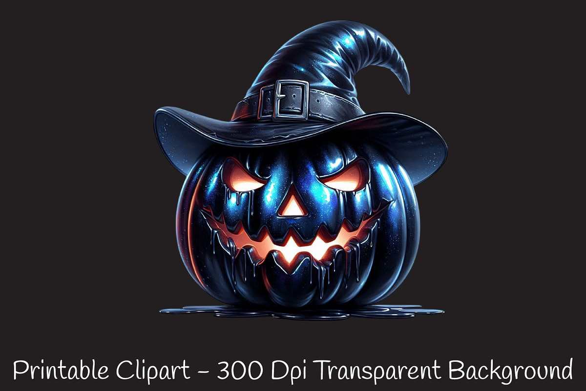 Creepy Black Halloween Pumpkin PNG, an Illustration by RobertsArt (Photo 5 of 7)