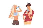 People drinking water set, a Person Illustration by Good Studio (Thumbnail 4 of 8)