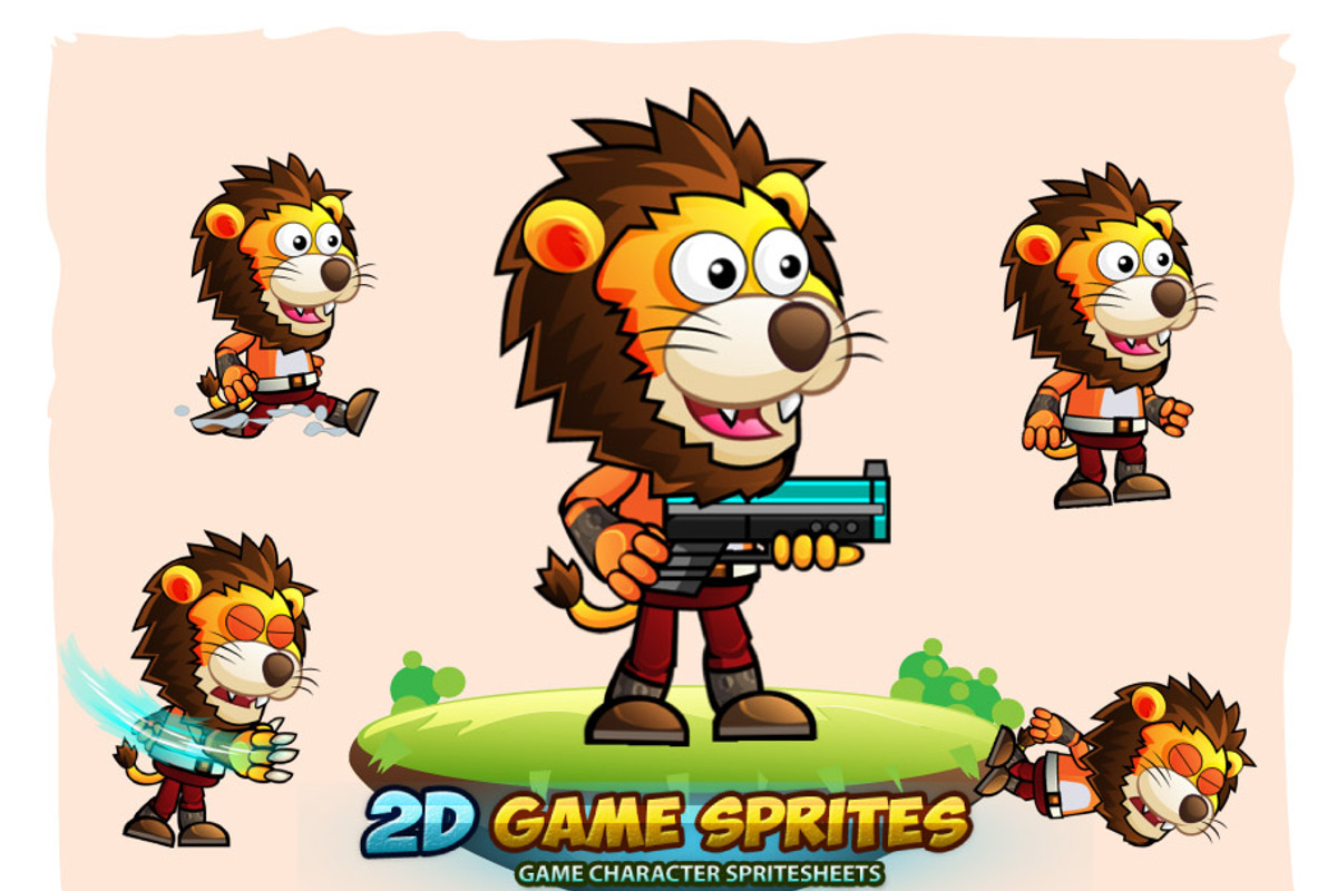 Lion Warrior 2D Game Character Sprit, an Illustration by DionArtworks (Photo 1 of 3)