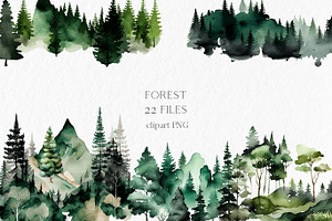 Forest Watercolor Clipart PNG, an Object Graphic by MyLittleMeow