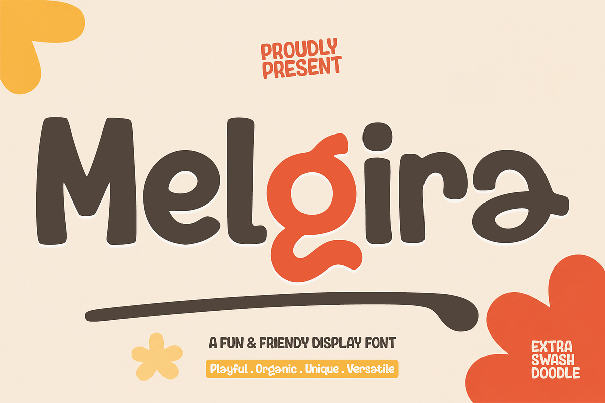 Melgira — Playful Display Font, a Handwritten Font by cocodesign (Photo 1 of 8)