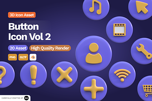 3D Button Icon Vol 2