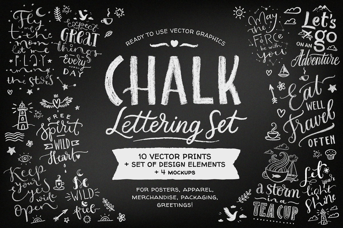 Chalk Lettering Set, Vector, a Decorative Illustration by Nina's Illustration Shop (Photo 1 of 11)