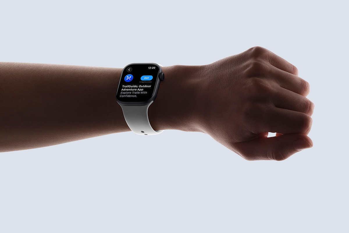 24 Watch Series 11 in Hand Mockups, a Wearable Device Mockup by Asylab (Photo 24 of 107)