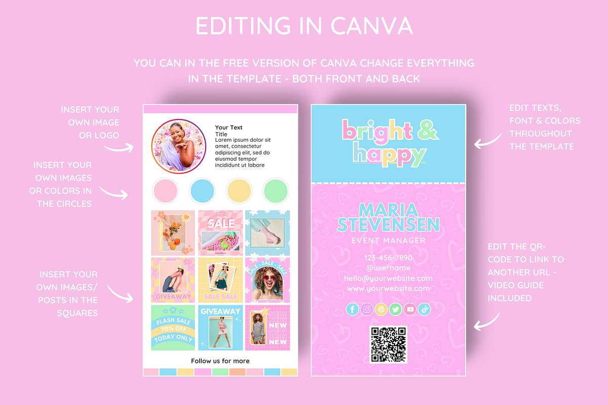 Pastel QR Business Card Template, a Business Card Template by SunshineStudioBoutique (Photo 4 of 9)