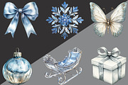 Silver Christmas Watercolor Clipart, an Illustration by Black Bird Studio (Thumbnail 6 of 6)