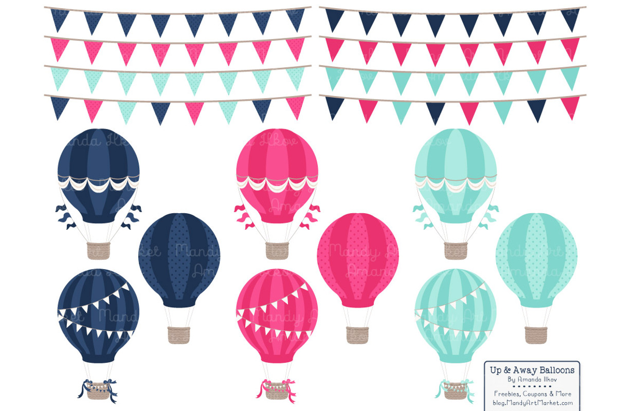 Navy & Hot Pink Hot Air Balloons, an Illustration by Amanda Ilkov (Photo 4 of 5)