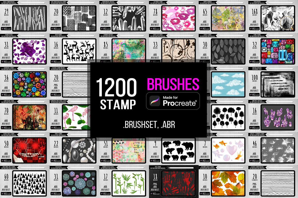 Stamp Brushes MEGA Bundle, a Brush Add-On by Julia_Raketic
