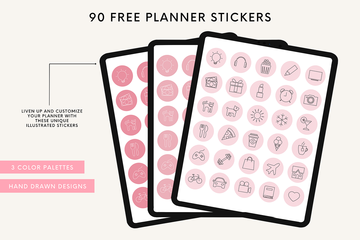 Pink Undated Digital Planner iPad, a Templates & Theme by HoneyGlowStudioCo (Photo 8 of 9)