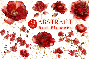 Abstract Red Flowers Clipart