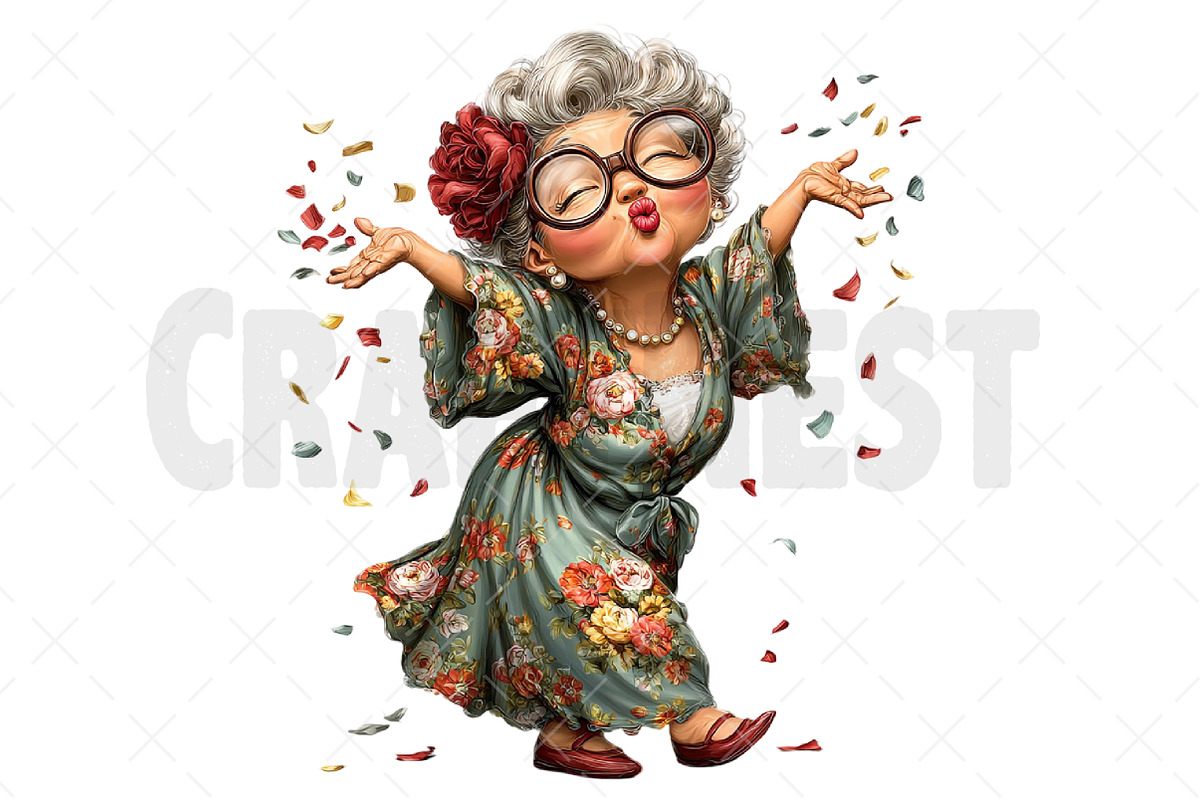 Whimsical Old Lady Birthday Clipart, an Illustration by Craft Nest (Photo 10 of 12)