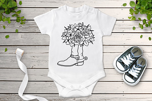 Cowboy Boots With Flowers SVG.