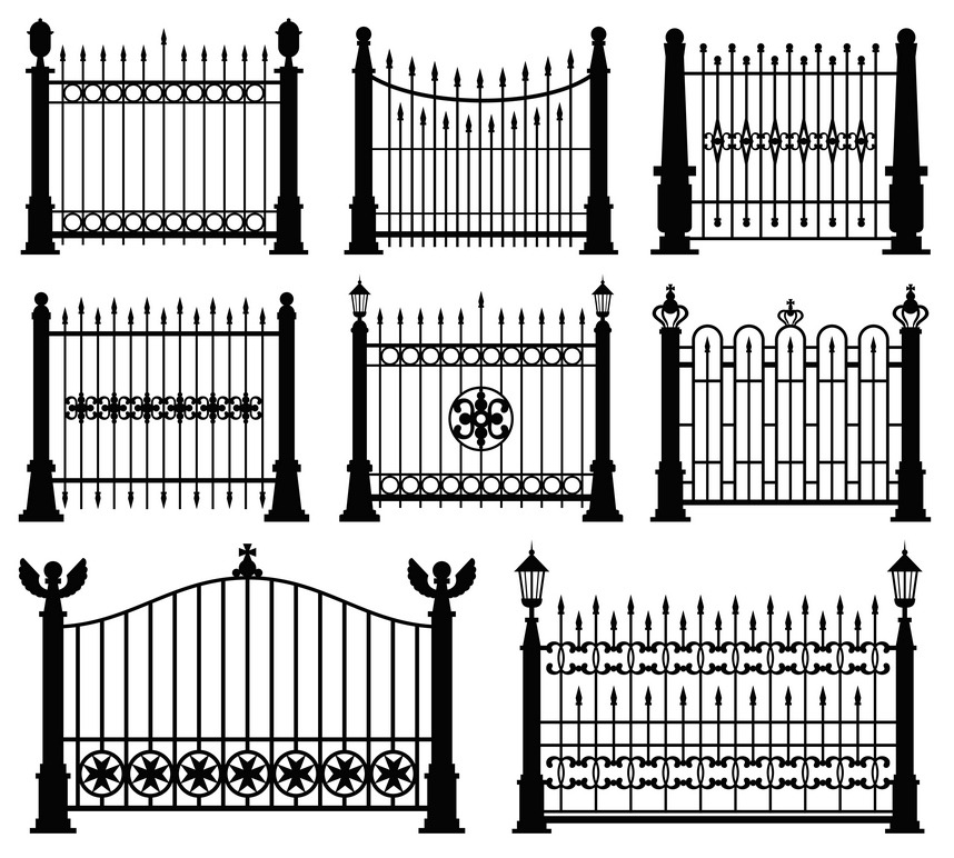 Decorative Fences And Gates Set by Microvector  Creative Market