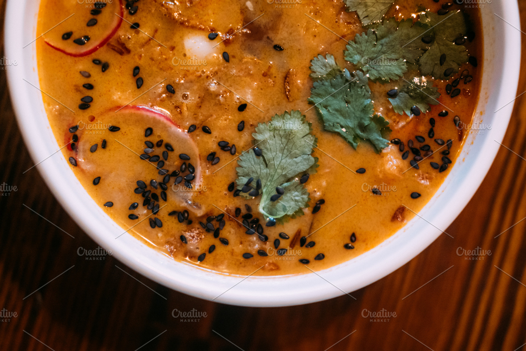 Sesame soup hot meal broth bowl dining spicy food, a Food & Drink Photo by Photo Drive Studio
