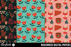 November Digital Paper Fall Patter