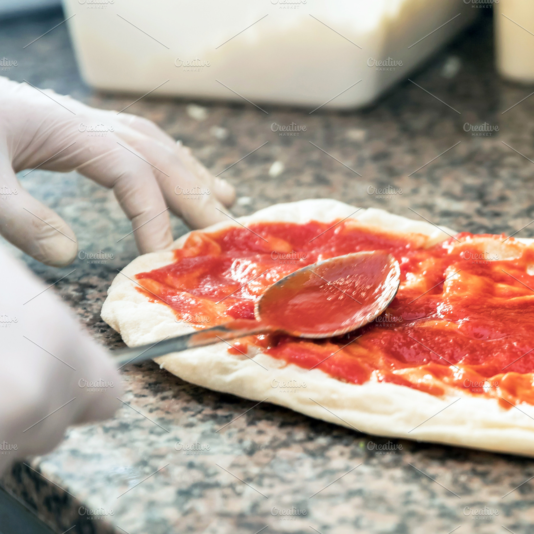 Pizza preparation, a Food & Drink Photo by KYNA STUDIO