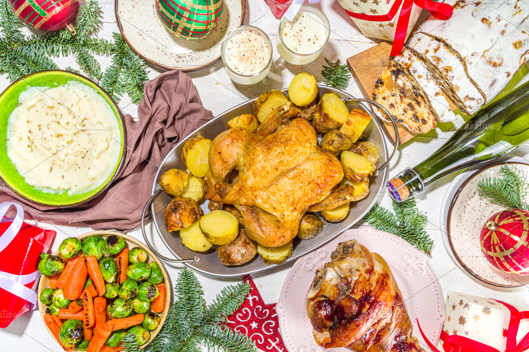 Festive Christmas dinner table, a Food & Drink Photo by Rimma