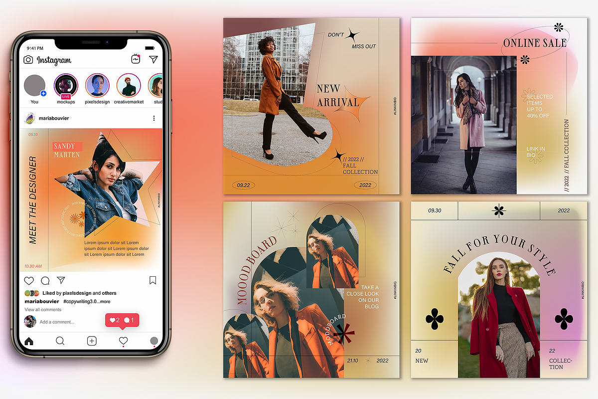 Falling Leaves Instagram Templates, a Social Media Template by maaariabouvier (Photo 4 of 9)